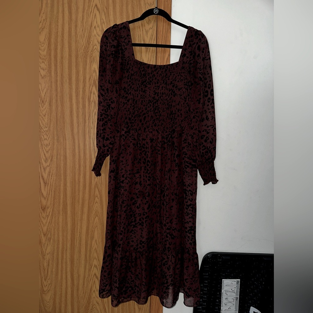 Animal Print Long Sleeve Dress